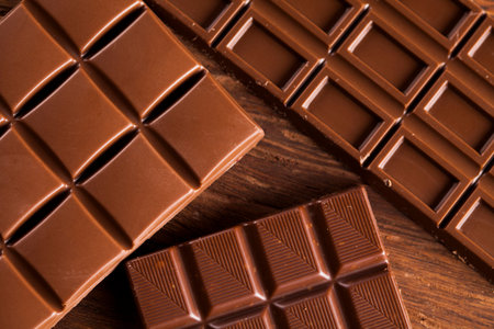Chocolate , candy sweet, dessert food on wooden background