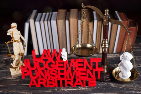 Mallet, Law, legal code and scales of justice concept