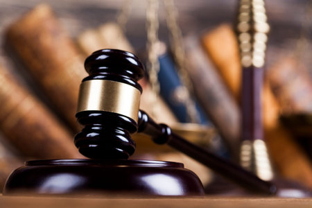 Mallet, legal code and statue of justice, Law concept