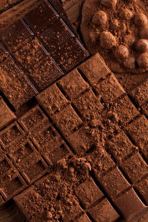 Chocolate sweet, cocoa and food dessert background