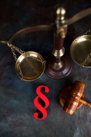 Mallet, Law, legal code and scales of justice concept and paragraph signの写真素材