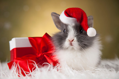 Animal, Rabbit, bunny on Christmas background