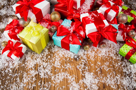 Holiday Christmas background with gift boxes