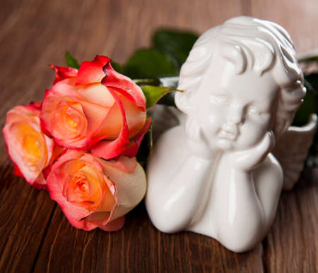 Angel, Happy Valentine's Day, heart backgroundの写真素材