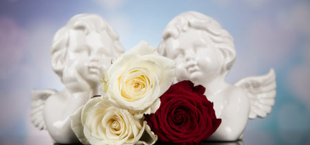 Angel, Happy Valentine's Day, heart backgroundの写真素材