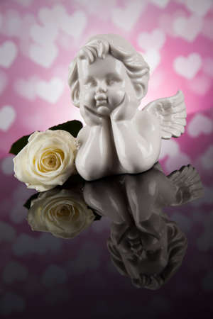 Angel, Happy Valentine's Day, heart backgroundの写真素材