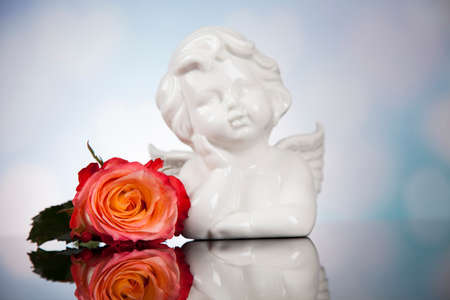 Angel, Happy Valentine's Day, heart backgroundの写真素材