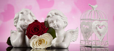 Angel, love, Valentine's day concept, heart backgroundの写真素材