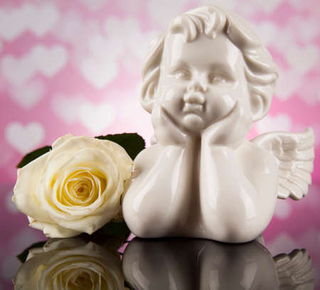 Angel, love, Valentine's day concept, heart backgroundの写真素材