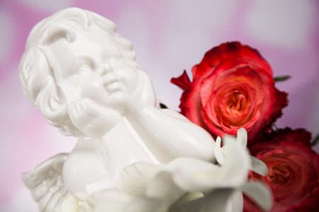 Angel, love, Valentine's day concept, heart backgroundの写真素材