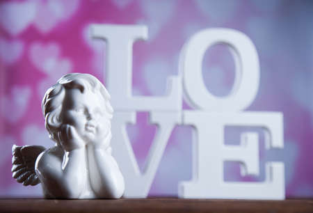 Angel, love, Valentine's day concept, heart backgroundの写真素材