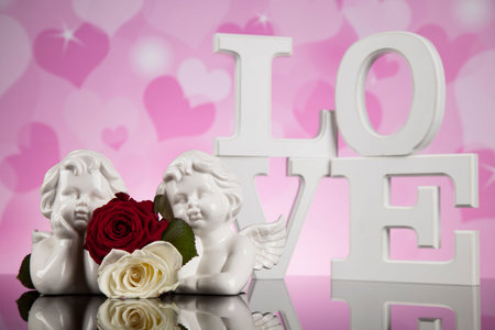 Angel, Happy Valentine's Day, heart background