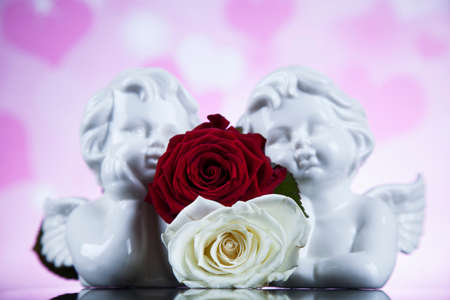 Love, Angels, Valentine's day concept, heart backgroundの写真素材