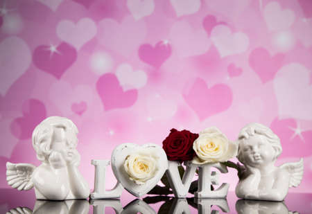 Angel, love, Valentine's day concept, heart backgroundの写真素材