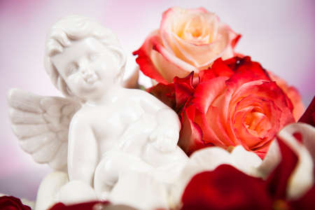 Angel, love, Valentine's day concept, heart backgroundの写真素材