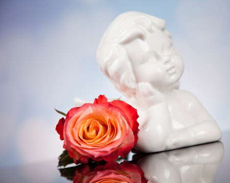Angel, love, Valentine's day concept, heart backgroundの写真素材
