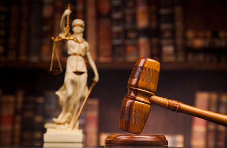 Judge gavel and scales of justice and book backgroundの写真素材