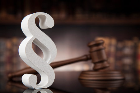 Court gavel,Law theme, mallet of justice, Paragraph, mirror background