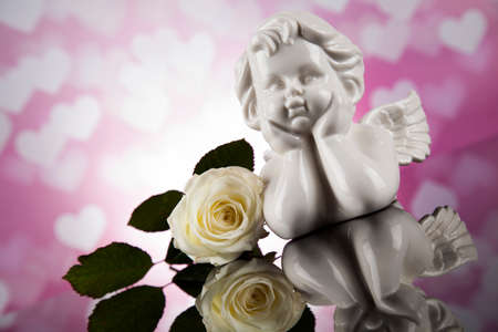 Angel, Happy Valentine's Day, heart backgroundの写真素材