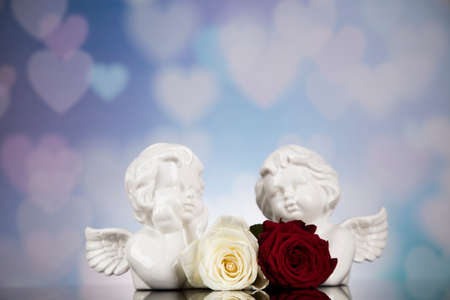 Angel, Happy Valentine's Day, heart backgroundの写真素材