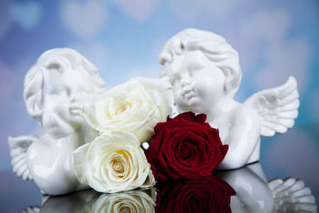 Angel, love, Valentine's day concept, heart backgroundの写真素材