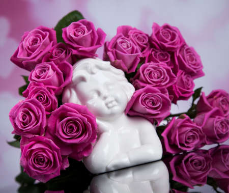 Love, Angels, Valentine's day concept, heart backgroundの写真素材