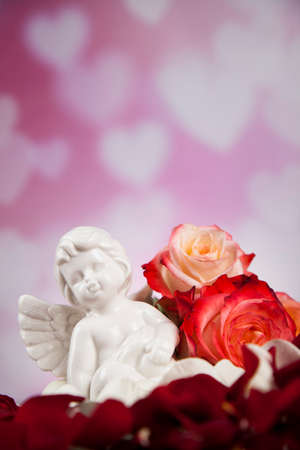 Angel, Happy Valentine's Day, heart backgroundの写真素材