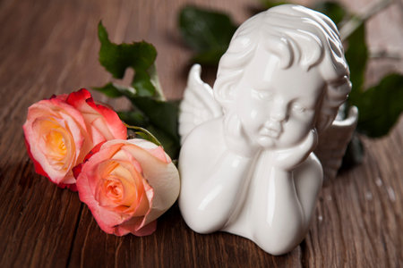 Love, Angels, Valentine's day concept, heart backgroundの写真素材