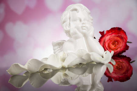 Love, Angels, Valentine's day concept, heart backgroundの写真素材