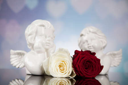 Angel, Happy Valentine's Day, heart backgroundの写真素材