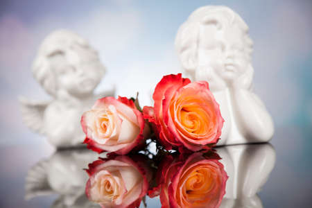 Angel, Happy Valentine's Day, heart backgroundの写真素材