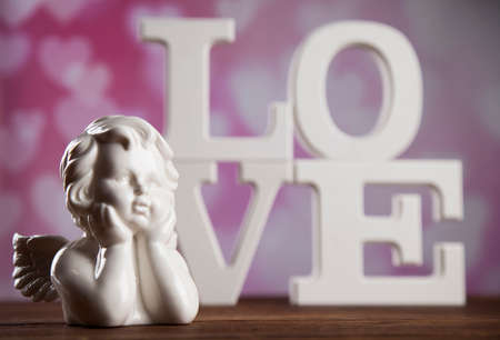 Angel, love, Valentine's day concept, heart backgroundの写真素材