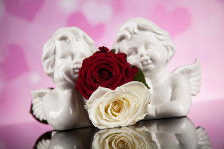 Angel, love, Valentine's day concept, heart backgroundの写真素材