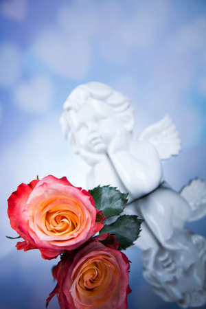 Angel, love, Valentine's day concept, heart backgroundの写真素材