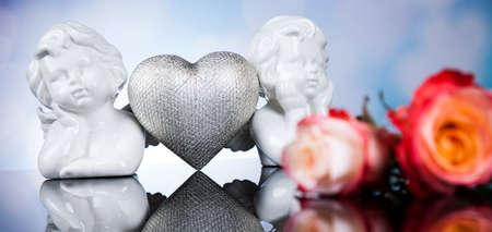 Love, Angels, Valentine's day concept, heart backgroundの写真素材