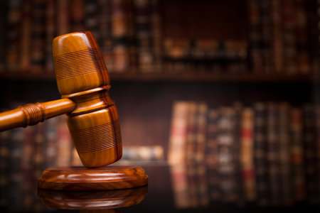 Judge gavel and scales of justice and book backgroundの写真素材