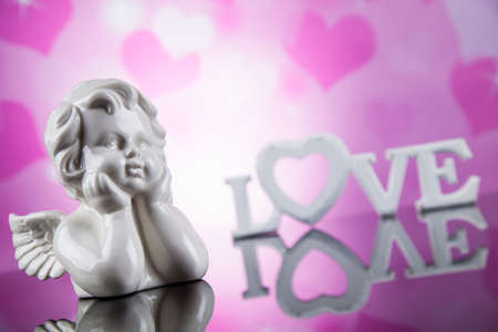 Angel, Happy Valentine's Day, heart backgroundの写真素材