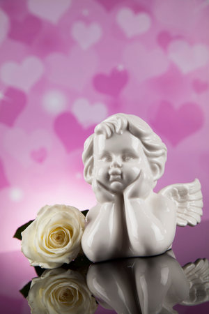 Angel, Happy Valentine's Day, heart background