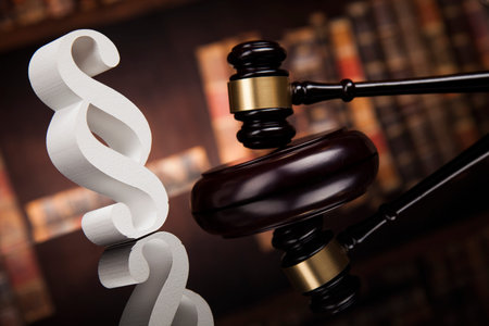 Court gavel,Law theme, mallet of justice, Paragraph, mirror background
