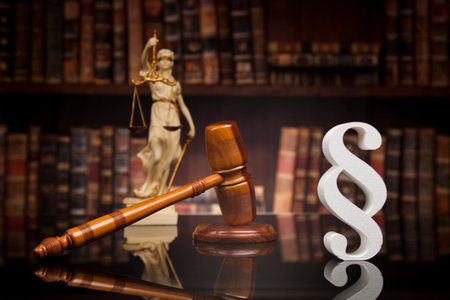 Court gavel,Law theme, mallet of justice, Paragraph, mirror background