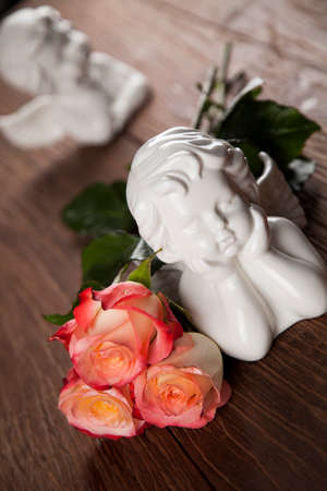 Angel, Happy Valentine's Day, heart backgroundの写真素材