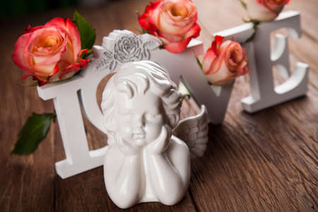 Angel, Happy Valentine's Day, heart backgroundの写真素材