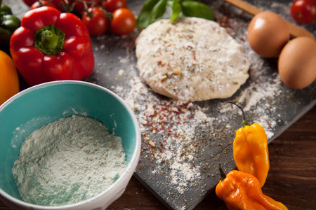Fresh an tasty homemade pizza preparation