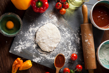 Fresh an tasty homemade pizza preparation