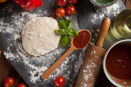 Fresh an tasty homemade pizza preparation