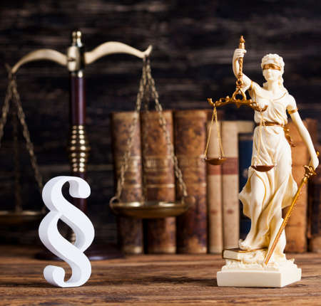 Mallet, Law, legal code and scales of justice concept and paragraph signの写真素材