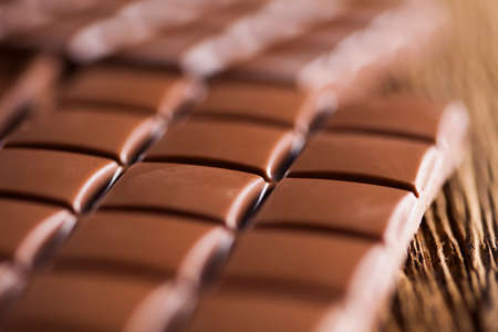 Chocolate , candy sweet, dessert food on wooden backgroundの写真素材