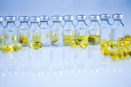 Medicine and healthy, Close up of capsules backgroundの写真素材