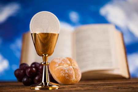 Holy Communion Bread, Wine for christianity religionの写真素材