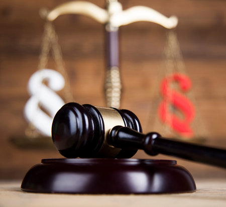 Paragraph, law theme, mallet of judge, wooden gavel